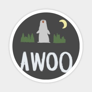 awoo cute night wolf animal T-shirt design Magnet